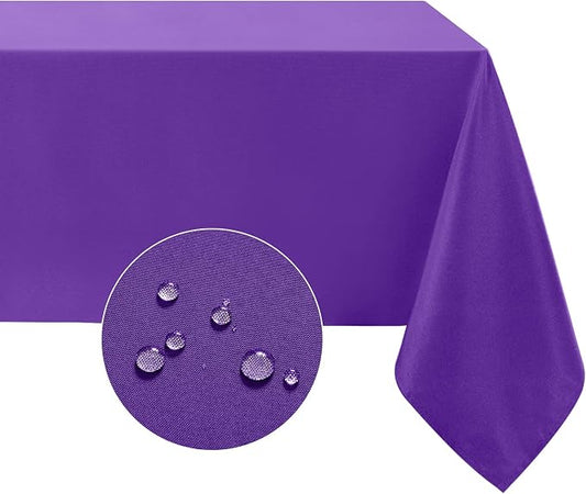 Softalker Rectangle Tablecloth, Waterproof Table Cloths Wrinkle Free Fabric Washable Polyester Table Cover for Dining Tables Party Outdoor Camping Parties Buffet - 60 x 120 inch, Purple