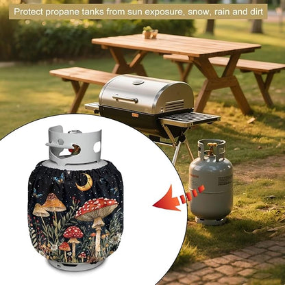 Magic Mushroom Propane Tank Cover 20lb Gas Tank Cylinder Cover for Outdoor Camping Yard Party Waterproof RV Gas Cylinder Storage Pocket Gift for Friends