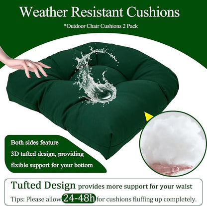 MTMR 2Pcs Outdoor Chair Cushions, Patio Furniture Seat Pads, Waterproof | 2Pcs , waterproof cover, PP cotton, u-shaped, no-fading, thick patio seat pads for outdoor wicker furniture in yard, 19x19x4