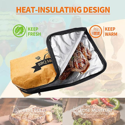 Food Grade FDA Compliant. Non-Toxic Reusable BBQ Meat Blanket Keeps Meat Warm, Meat Resting Bag, BBQ Blanket for Resting Meat, Barbecue Blanket 15in for sirloins & Steaks Bonus an Absorbent Towel