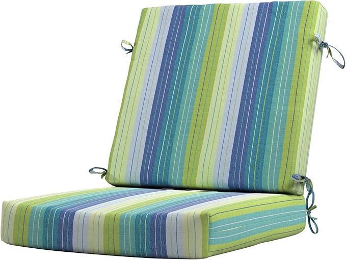 California Umbrella Outdoor Dining Chair, Patio Seat Cushion, 20 x 40 Inch, Premium Outdoor Memory Foam, Fade Resistant Sunbrella Fabric, Fabric Ties,Seville Seaside