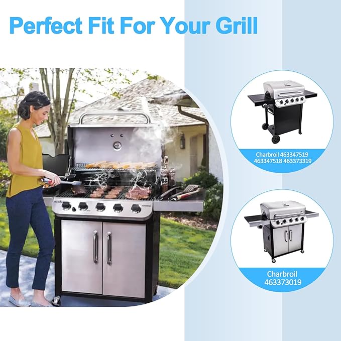 Grill Replacement Parts for Charbroil Performance 463347519, 463347518, 463373019, G470-0002-W1, G470-0003-W1, 18'' Cast Iron Grill Grates, Heat Plates, Burners, Crossover Tubes, Ignitors