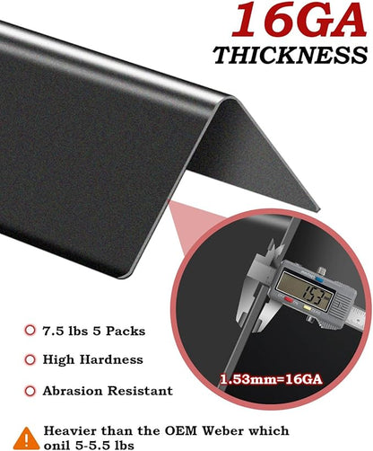 Flavorizer Bars 24.5 inch Replacement for Weber 7540 Genesis 300 310 320 330 Series Grill Parts with Side Control, 5 PCS Porcelain Enameled Steel Flavor Bars