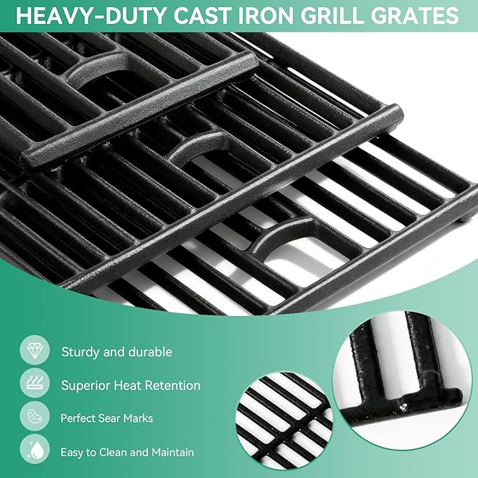 463448021 463449021 17" Grill Grates BBQ Replacement Parts for Charbroil Performance 5 Burner 463466522 463451022 463450022 463455021, Cast Iron Cooking Grate for Char Broil G426-0004-W1 G426-0005-W1