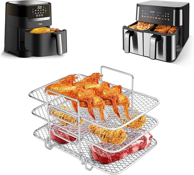 3 Layer Baking net Air Fryer Rack fit for 304 Stainless Steel Multi Layer Dehydrator Rack Toast Rack Accessories Crisp Lid Air Fryer 4.2qt Above