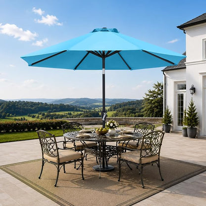 MASTERCANOPY 10ft Patio Umbrella with Tilt & Crank, Turquoise | 8 Sturdy Ribs, Vented Top, UV & Water Resistance, Quick Setup – Perfect for Garden, Deck, Backyard, Pool