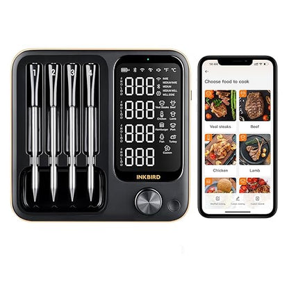 4 Probes Bluetooth Meat Thermometer Digital, Wireless Meat Thermometer for BBQ, Oven, Smoker and Air Fryer, IP67 Waterproof and Dishwasher Safe （14B-1）