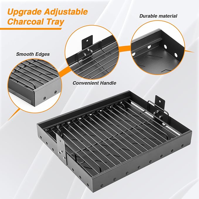 15-28 inches Charcoal Tray for 47183T-21 PS9900, Charcoal Basket Grill Replacement Parts for Smoke Hollow 47183T HC4518L PS9500 8500 6800 6500 SH19030119 SH19030219 SH9916 Smoke Hollow Grill Parts
