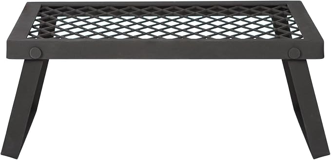 Amazon Basics Heavy-Duty Portable Camping Grill Grate for Outdoor Open Flame Cooking, Foldable, Sturdy, 15.9" x 12.2", Black