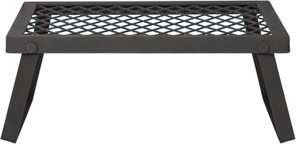 Amazon Basics Heavy-Duty Portable Camping Grill Grate for Outdoor Open Flame Cooking, Foldable, Sturdy, 15.9" x 12.2", Black
