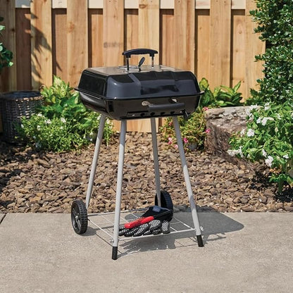 17.5 Inch Charcoal Grill with Wheels, Black - 302 Sq.In Cooking Surface, Porcelain Coated Outdoor Grill for Backyard, Patio, Camping, 16 Burger Capacity, Easy Assembly