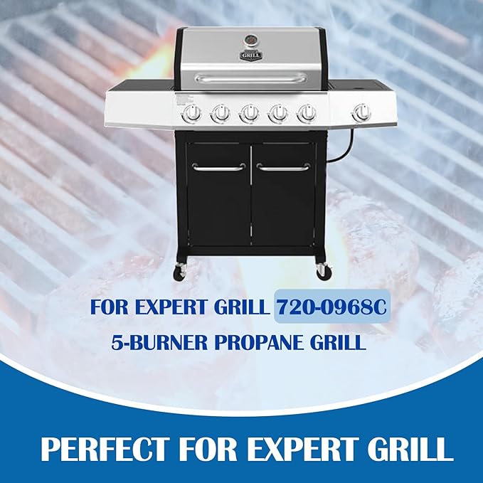 SafBbcue Grill Replacement Parts for Expert Grill 5 Burner 720-0968 Parts, Cooking Grates and Heat Plates for Expert Nexgrill 720-0968C Replacement Parts 5 Burner, Grid & Heat Shield for Expert Grill