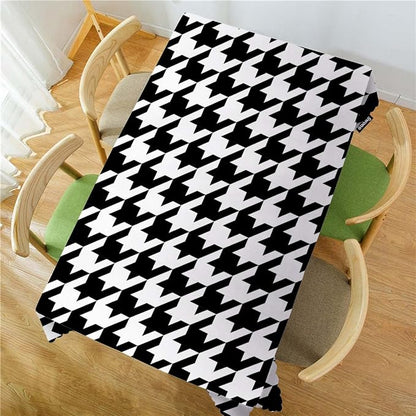 Swono Rectangle Tablecloth Black White Houndstooth 52x70 Inch Heavy Duty Water-Resistant Dining Table