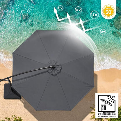 COWVIE Umbrella Canopy Replacement for 8 Ribs Patio Umbrella, Outdoor Table Parasol Replacement for Yard, Canopy Only