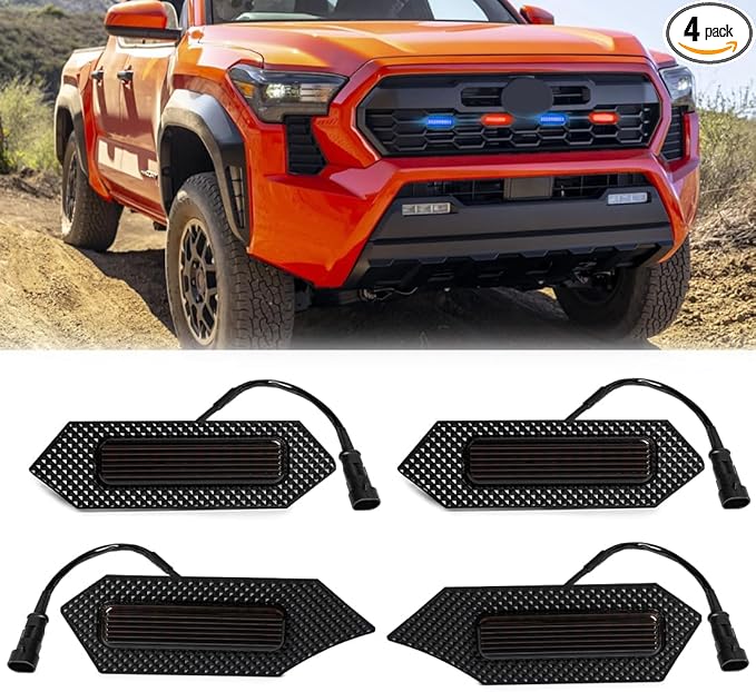 Grill Light For Tacoma TRD Off-Road 2024 2025, Smoked Shell Red Blue LED Front Grille Lights For Tacoma Pre Runner/Sport