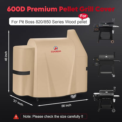 Comnova Grill Cover for Pit Boss 820 & 850 - Z Grill 700 - Premium Wood Pellet Smoker Cover for Pitboss Heavy Duty & Waterproof, 600D Pellet BBQ Cover for Pit Boss 820 Deluxe, Pro 850 and Z Grill 700