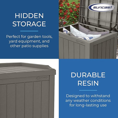 Suncast 2 Pack 22 Gallon Indoor or Outdoor Backyard Patio Small Storage Deck Box with Attractive Bench Seat and Reinforced Lid, Stone Gray