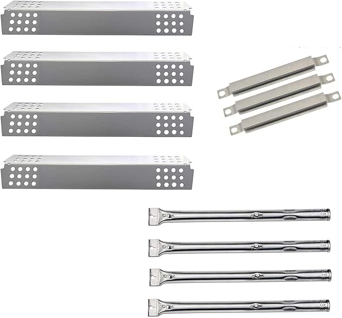 Grill Replacement Parts for Charbroil 463449914, 463241113 Gas Grills, Pipe Burner Tube, Heat Plate Tent Shield, Crossover Tube for CharBroil Commercial 4-Burner Gas Grills