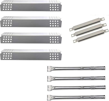 Grill Replacement Parts for Charbroil 463449914, 463241113 Gas Grills, Pipe Burner Tube, Heat Plate Tent Shield, Crossover Tube for CharBroil Commercial 4-Burner Gas Grills