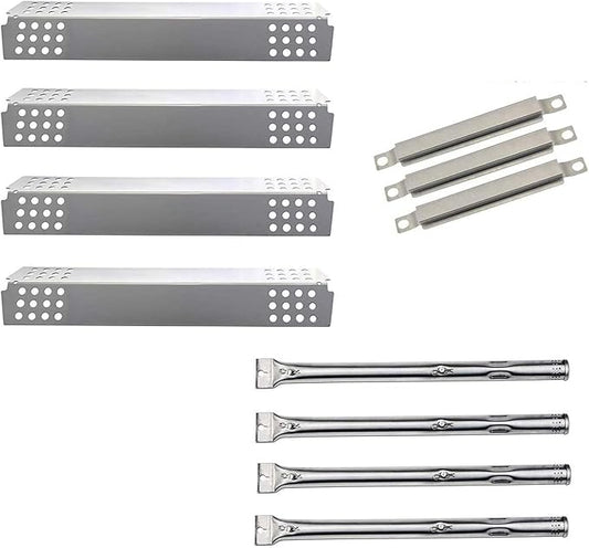 Grill Replacement Parts for Charbroil 463449914, 463241113 Gas Grills, Pipe Burner Tube, Heat Plate Tent Shield, Crossover Tube for CharBroil Commercial 4-Burner Gas Grills
