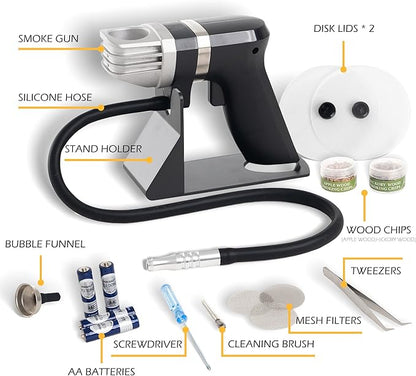 Portable Handheld Cold Smoking Gun Electric Smoker, Cold Indoor Smoker Smoke Infuser Gun Cocktail Kit for Food and Drinks – Includes Wood Chips and Batteries