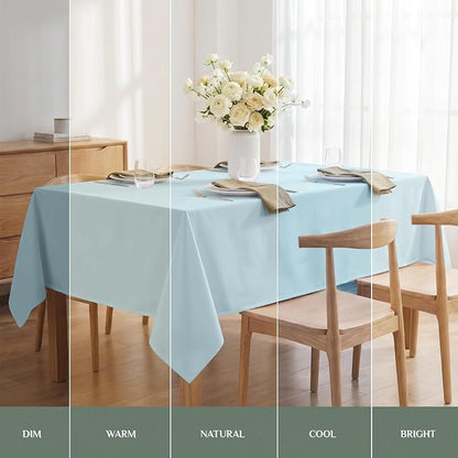Softalker Rectangle Tablecloth, Waterproof Table Cloths Wrinkle Free Fabric Washable Polyester Table Cover for Dining Tables Party Outdoor Camping Parties - 54 x 54 inch, Baby Blue
