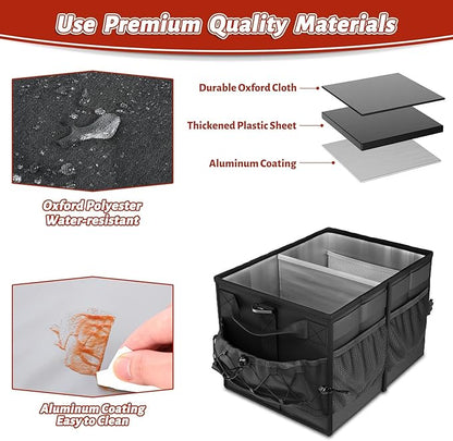 Lorbro Grill Caddy, BBQ Caddy with Paper Towel Holder, Utensil Caddy with Condiment Pocket, Collapsible Picnic Basket Camping Gear Must Haves for Outdoor, Gift, Grilling Tool, Barbecue, RV, Black