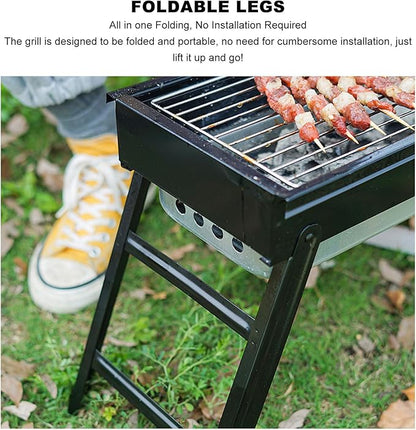 Portable Stainless Steel Folding Charcoal Grill Good Heat Conductivity Anti Tipping BBQ for Camping Picnics