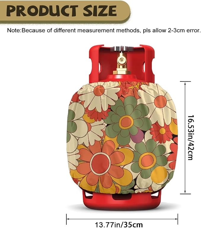 Flower Dual Propane Tank Cover Fits Standard 20 lb Tank Cylinde Travel Trailer Propane Covers with Elastic Slip in Gas Cover Water & Wear-Resistant for Outdoor and Indoor Use