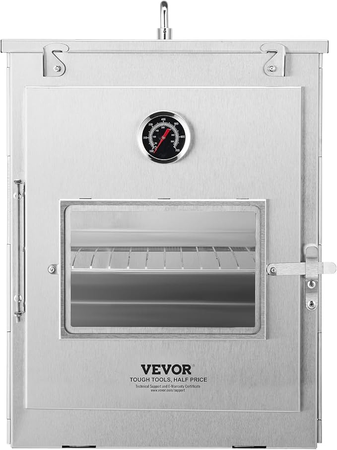 VEVOR Foldable Camping Oven, Stainless Steel Portable Camping Stove, with 3 Tier Grill, Handle and Thermometer, Use with Wood Burning Fire, Propane Stoves, for Baking Bread, Pizza, Outdoor Cooking