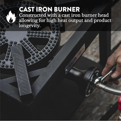 GasOne B-5350A Propane Burner Cooker, Heavy-Duty Outdoor Gas Stove with Steel-Braided Regulator Hose for Turkey Frying & Outdoor Cooking