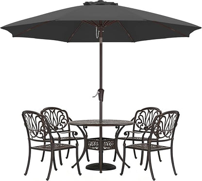 ABCCANOPY 9FT Outdoor Patio Umbrella, 8 Ribs Table Umbrella w/Crank for Easy Set Up, Suitable for Garden, Lawn, Deck & Backyard (Dark Gray)