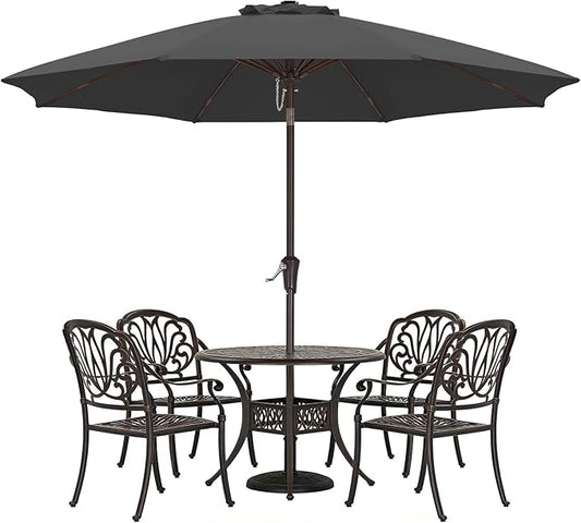 ABCCANOPY 9FT Outdoor Patio Umbrella, 8 Ribs Table Umbrella w/Crank for Easy Set Up, Suitable for Garden, Lawn, Deck & Backyard (Dark Gray)