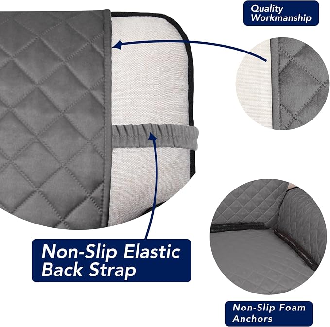 PureFit Reversible Quilted Couch Covers for Dogs Oversized Sofa Cover 78” | Gray/Ivory, Water Resistant Couch Protector, Washable Pet Couch Cover with Non Slip and Elastic Straps For Kids