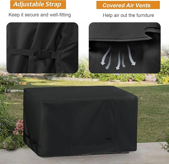 NettyPro Deck Box Cover Outdoor Waterproof Storage Bench Cover for Rectangular Deck Box, 50 x 21 x 23 inch, Black