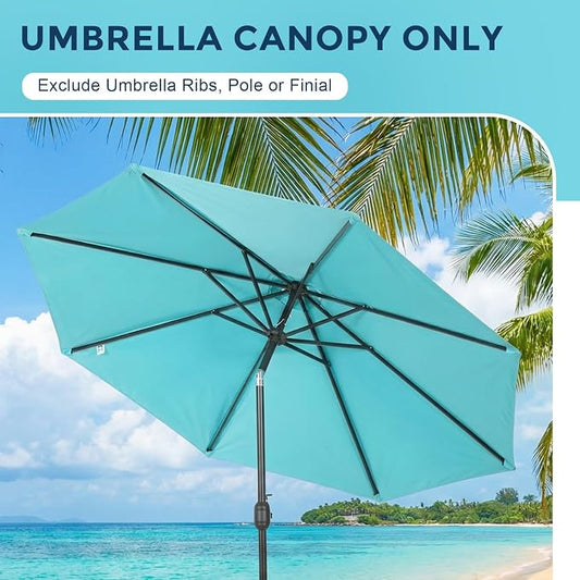 COWVIE Umbrella Canopy Replacement for 8 Ribs Patio Umbrella, Outdoor Table Parasol Replacement for Yard, Canopy Only