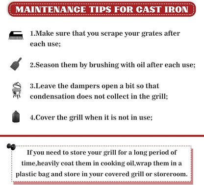 Cast Iron Cooking Grids Grates Compatible with Medium Big Green Egg Charcoal Grill Egg Grate Round Grill Grate (15.5"-Fit Medium GRILL)