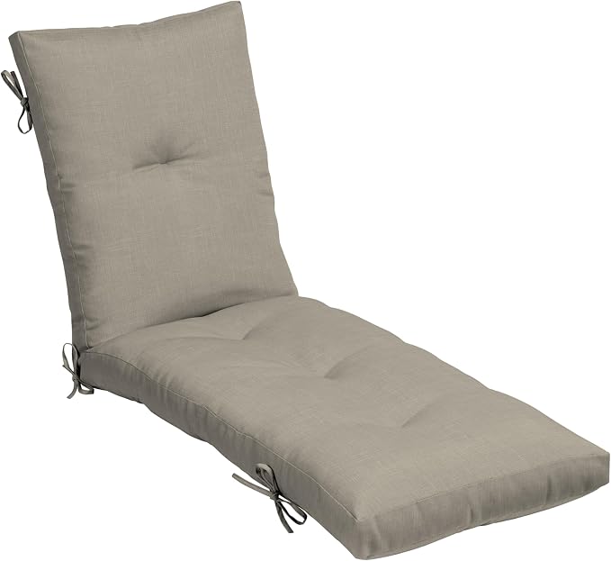 Arden Outdoor Tufted Chaise Cushion, earthFIBER, 22x76, Taupe | Plush Comfort, Modern Tuft, Lounge Cushion, Rain-Proof, Fade Resistant, Cushion for Chaise Lounger, Mold and Mildew Resistant