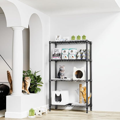 M MZG 1000 lbs 4 Tier Shelf Metal Storage Shelves Shelving Wire Rack Heavy Duty Closet Organizers for Garage Kitchen Bathroom Laundry Black 13.8" D x 35.4" W x 59.5" H