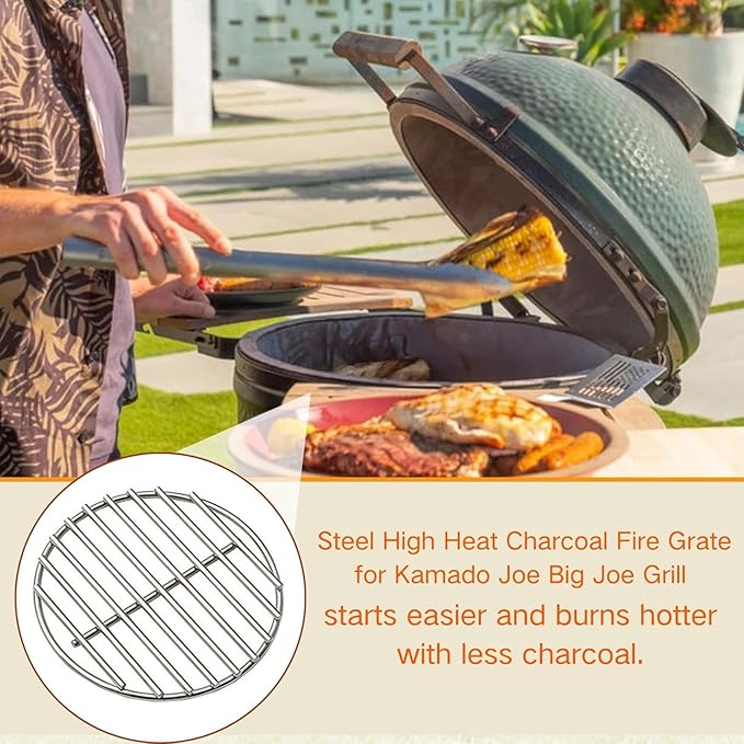 onlyfire Stainless Steel High Heat Charcoal Fire Grate Fits Large/MiniMax Big Green Egg Grill,9-Inch
