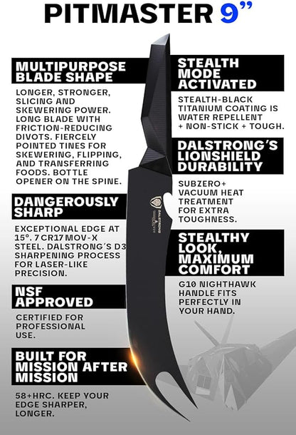Dalstrong BBQ Pitmaster 9-inch Meat Knife - Shadow Black Series - Black Titanium Nitride Coated - High Carbon - Vacuum Treated Steel - Razor Sharp Kitchen Knife - Sheath - NSF Certified