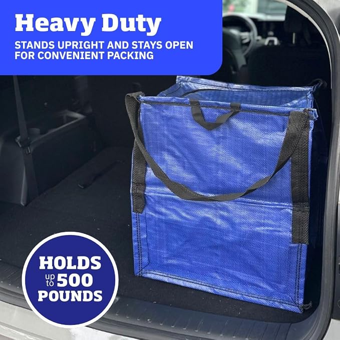 DURASACK 22-Gallon Zipper Top Heavy Duty Storage Tote Bags, Single, Blue | Rugged Woven Polypropylene Moving Bag, Reusable Self-Standing Design, Holds up to 500 Pounds