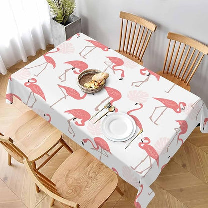 TKS MITLAN Flamingo Bird Tablecloth Decor Pink Leaves Summer Exotic Tropical Table Cloth Dining Room Kitchen Table Cover 52 x 70 Inch Oblong/Rectangle