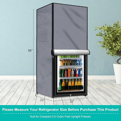 Outdoor Refrigerator Cover Dustproof Freezer for Protecting Upright Freezers/Beverage Refrigerator Compact 5-7.5 Cubic Foot Freezer Covers Outdoor (Silver, 23" x 23"x 56")