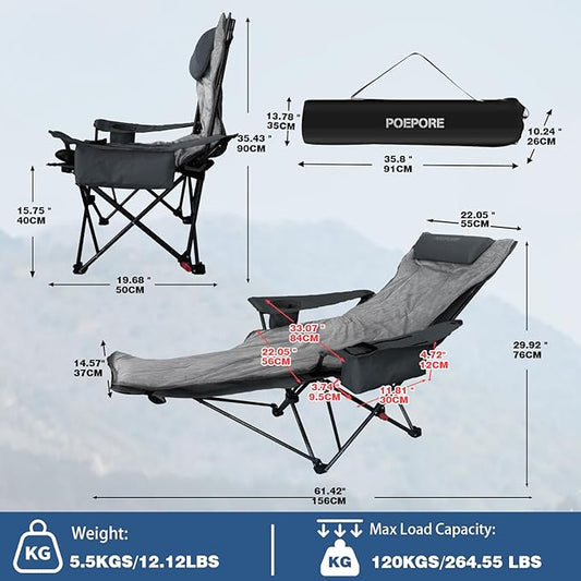 2-Pack Reclining Camping Chair 4 Position with Foot Rest Comfortable for Adults 265Ibs Folding Lounger Mesh Beach Chair with Cooler Bag,Cotton Cushion and Cup Holder for Outdoor Patio