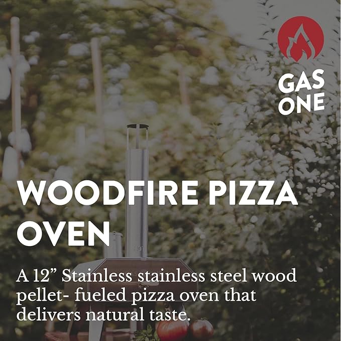 GasOne PZW-12A Pizza Ovens Wood Pellet 12” Pizza Oven Cooking Pizza Maker Portable Stainless Steel Pizza Grill - Portable Party, Tailgating, Backyard, Camping