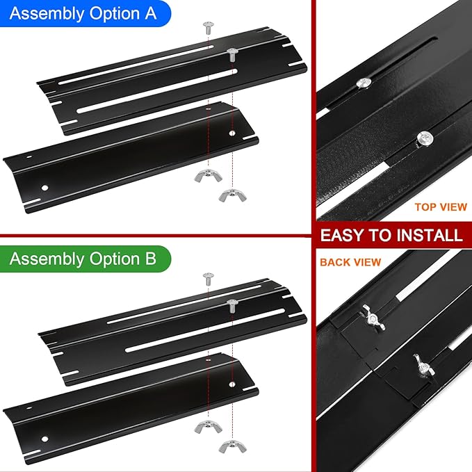 GasSaf Universal Adjustable Heat Plate Shield, Extends from 11.75" up to 21" L, Porcelain Steel Heat Tent Flame Guards Replacement Parts for Brinkmann, Charbroil, Nexgrill and Other Gas Grill (5-Pack)