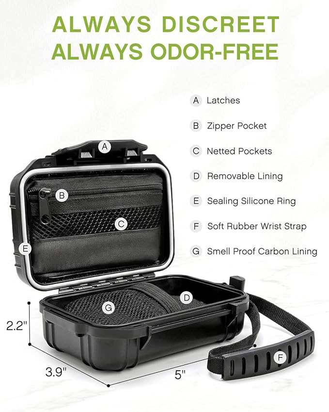 OZCHIN Storage Box - Hard Shell Joint Case, Waterproof & Airtight Storage Box with Activated Carbon Lining - Portable Odorless Box for Travel, Hiking & Outdoor