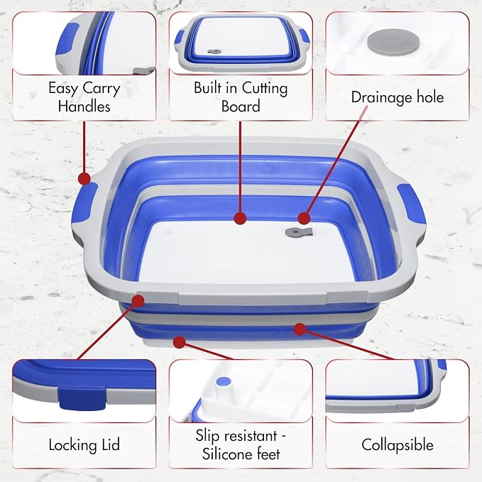 Collapsible XL Smoker & BBQ Prep Tub with Locking Lid | Includes Cutting Board, Meat Marinade & Brine Container For Turkey, Brisket & Ribs - Best Grill Accessories Gifts For Men