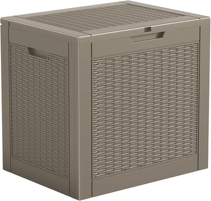 Resin Deck Box - 35 Gallon Lockable Outdoor Storage, Water-Resistant Indoor/Outdoor Bin for Package Delivery, Patio Cushions, Gardening Tools